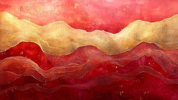 红色金色抽象画