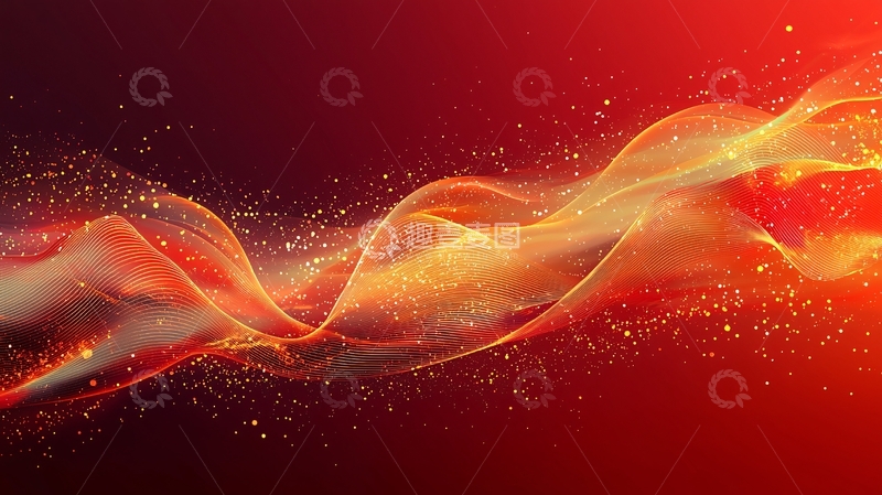 高清大图下载【趣麦麦图】红金色流光粒子背景