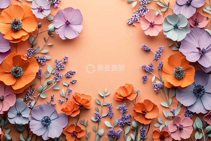 高清大图下载【趣麦麦图】纸艺花卉边框