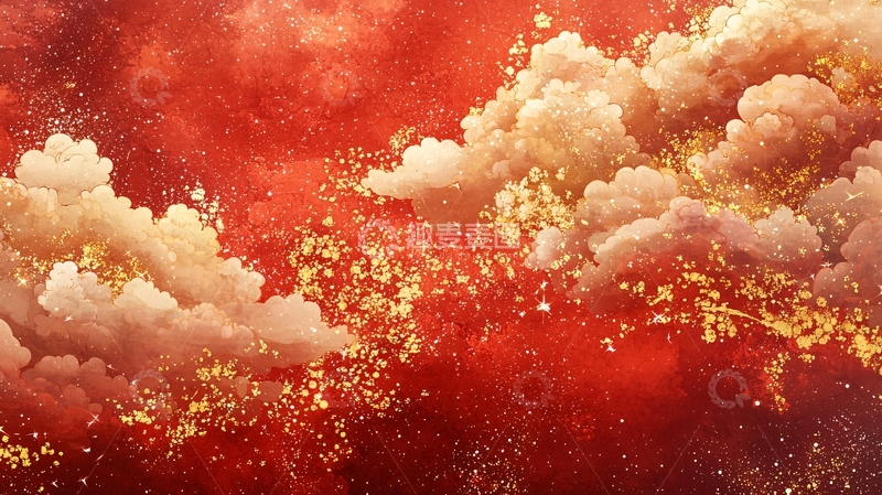 高清大图下载【趣麦麦图】红金色云彩背景