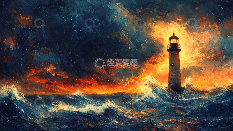 高清大图下载【趣麦麦图】暴风雨中的灯塔