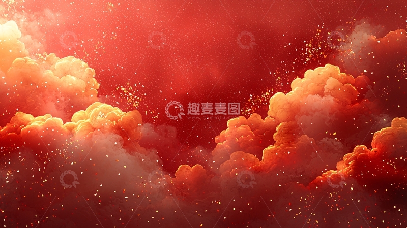 高清大图下载【趣麦麦图】红色云朵上的闪耀星光