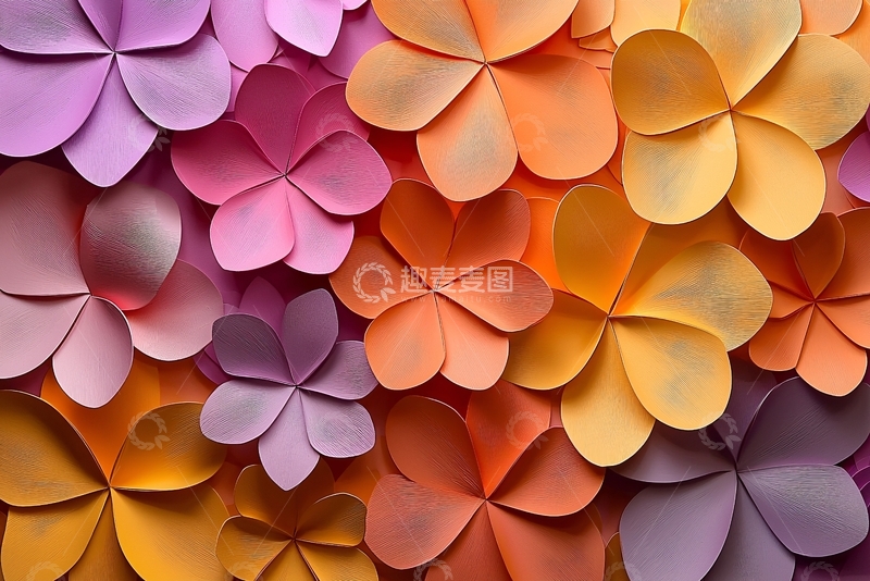 高清大图下载【趣麦麦图】彩色纸花背景
