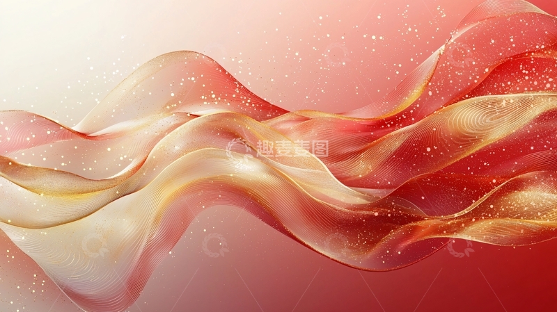 高清大图下载【趣麦麦图】流动的金色红色丝绸