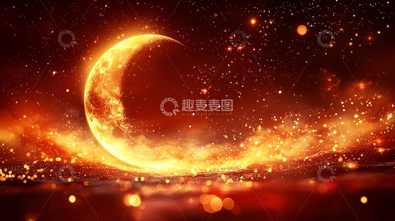 高清大图下载【趣麦麦图】火焰月牙