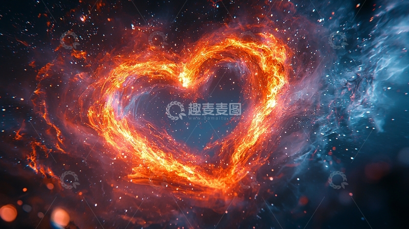 高清大图下载【趣麦麦图】火焰爱心