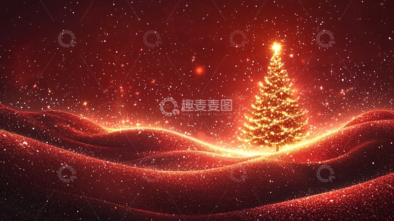 高清大图下载【趣麦麦图】红色闪耀圣诞树