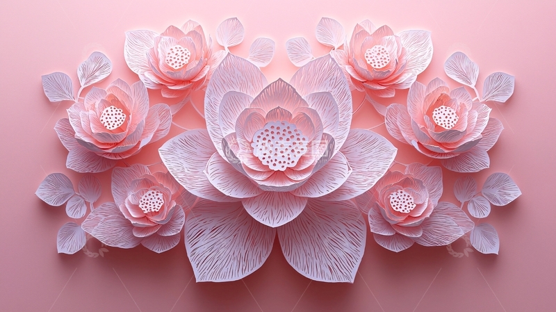 高清大图下载【趣麦麦图】粉色系立体纸花