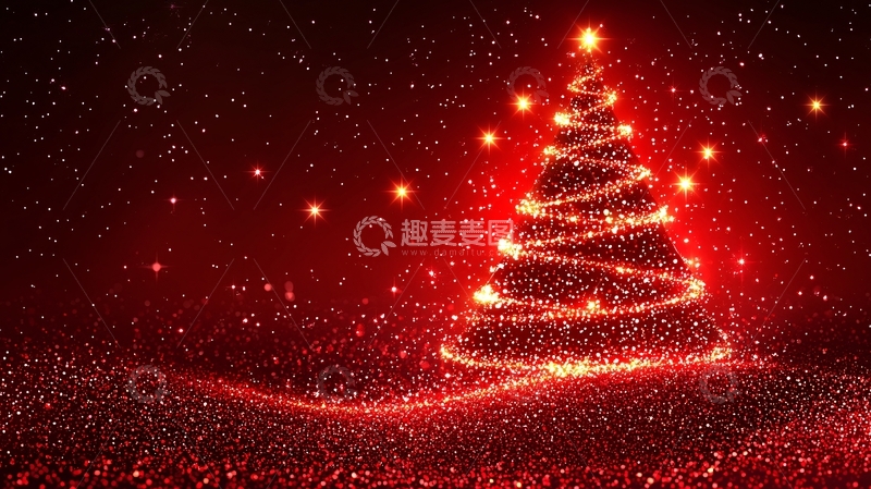 高清大图下载【趣麦麦图】红色圣诞树