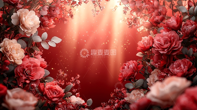 高清大图下载【趣麦麦图】红玫瑰花环背景