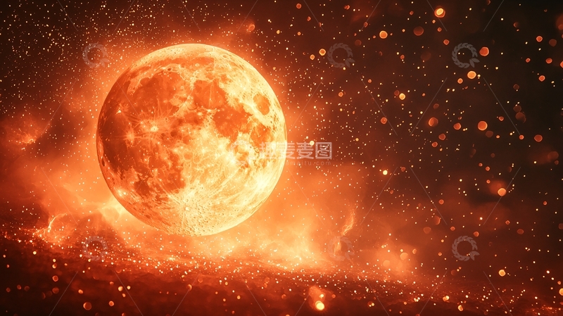 高清大图下载【趣麦麦图】燃烧的红色月亮
