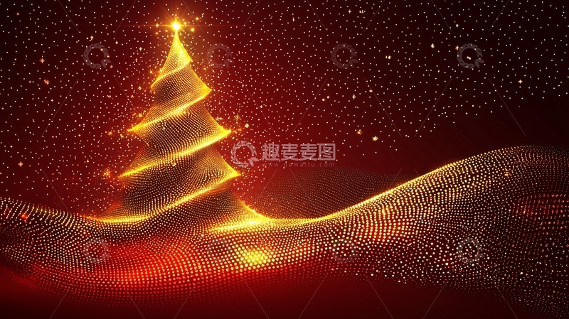 高清大图下载【趣麦麦图】金色圣诞树