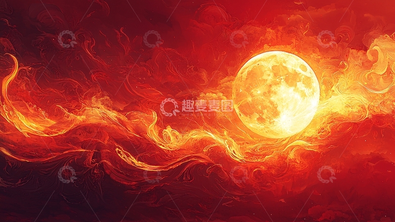 高清大图下载【趣麦麦图】火焰月亮