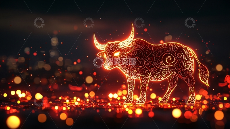 高清大图下载【趣麦麦图】火光牛