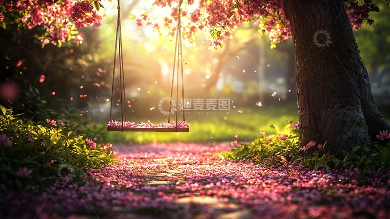 高清大图下载【趣麦麦图】春光下的秋千
