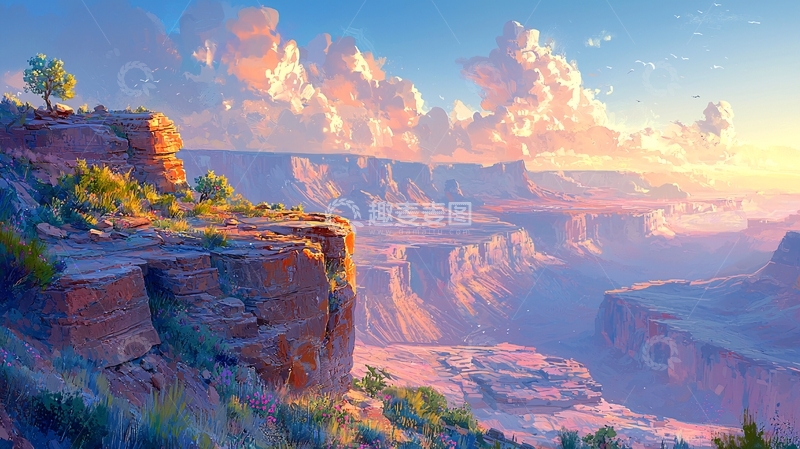 高清大图下载【趣麦麦图】峡谷日落景色