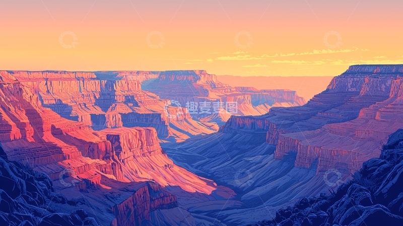 高清大图下载【趣麦麦图】大峡谷日落景色