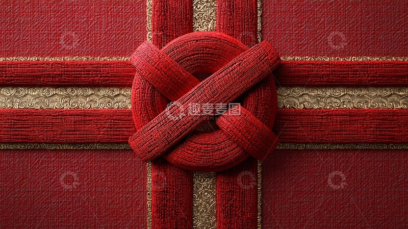 高清大图下载【趣麦麦图】红色毛线绳礼物包装