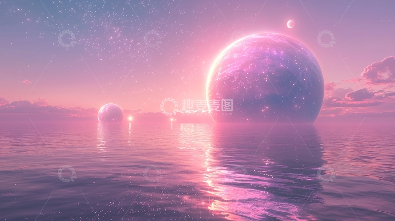 高清大图下载【趣麦麦图】粉色星球