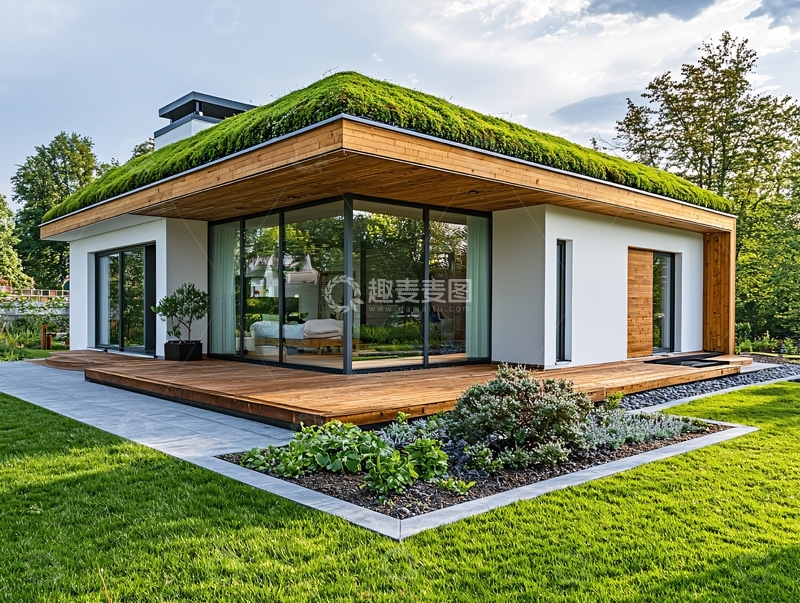 高清大图下载【趣麦麦图】现代绿色屋顶别墅
