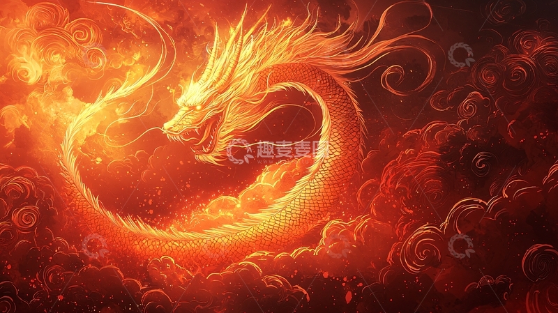高清大图下载【趣麦麦图】火焰巨龙