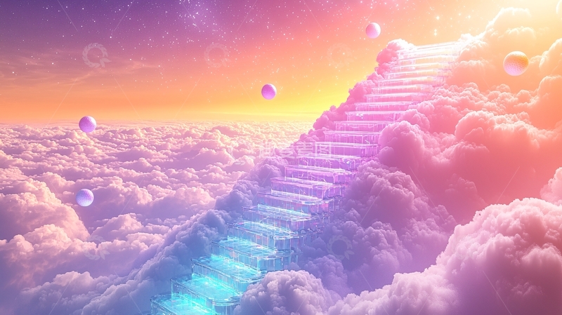 高清大图下载【趣麦麦图】云端阶梯