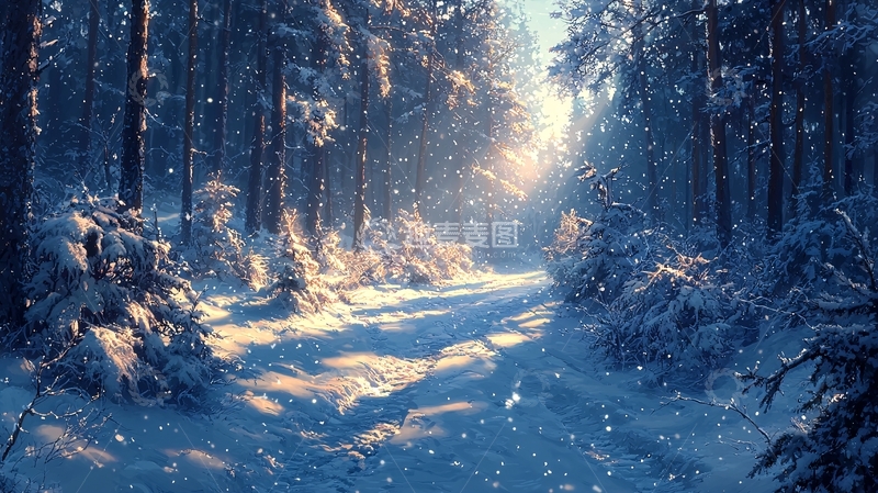 高清大图下载【趣麦麦图】冬日森林雪景