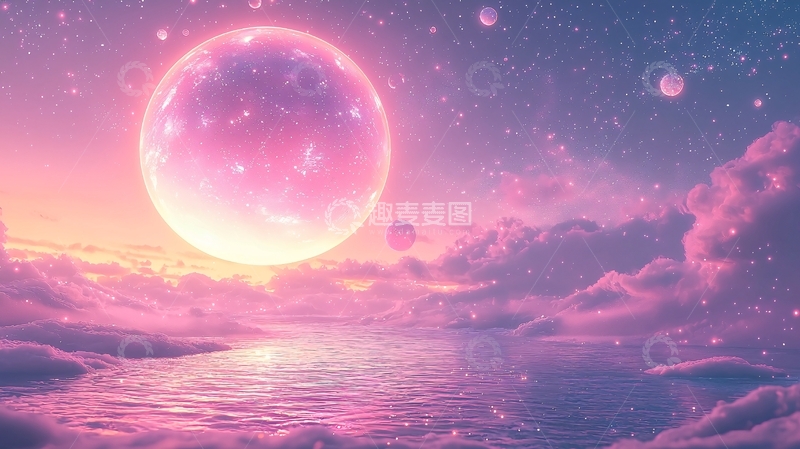 高清大图下载【趣麦麦图】粉色星球
