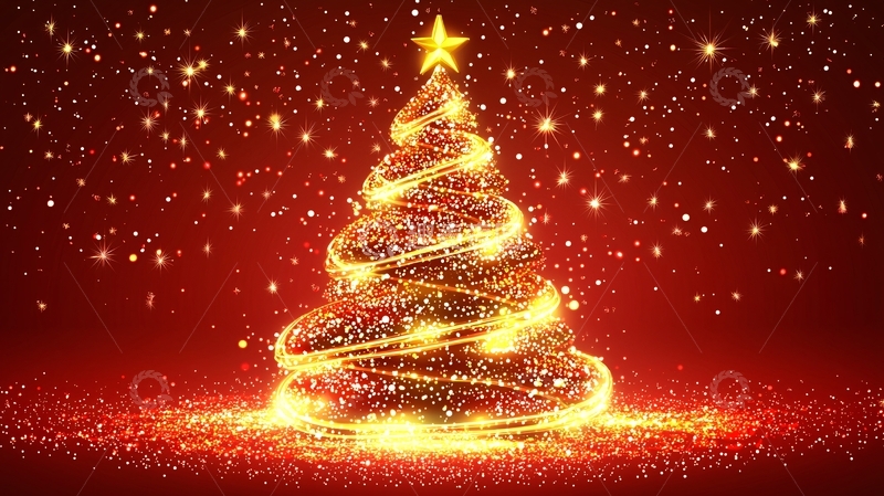 高清大图下载【趣麦麦图】闪耀金光圣诞树
