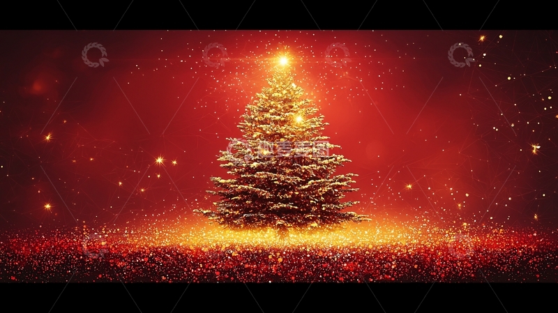 高清大图下载【趣麦麦图】闪耀金色的圣诞树