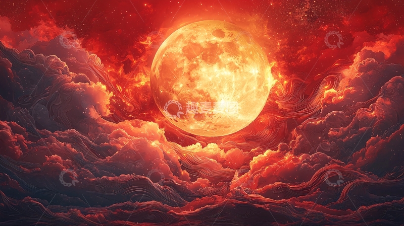 高清大图下载【趣麦麦图】血红色的月亮