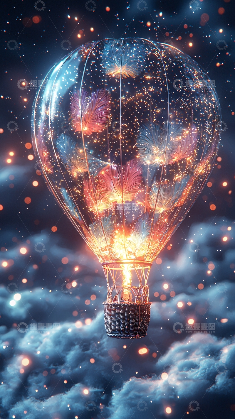 高清大图下载【趣麦麦图】梦幻玻璃热气球