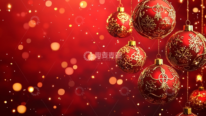 高清大图下载【趣麦麦图】红色圣诞球