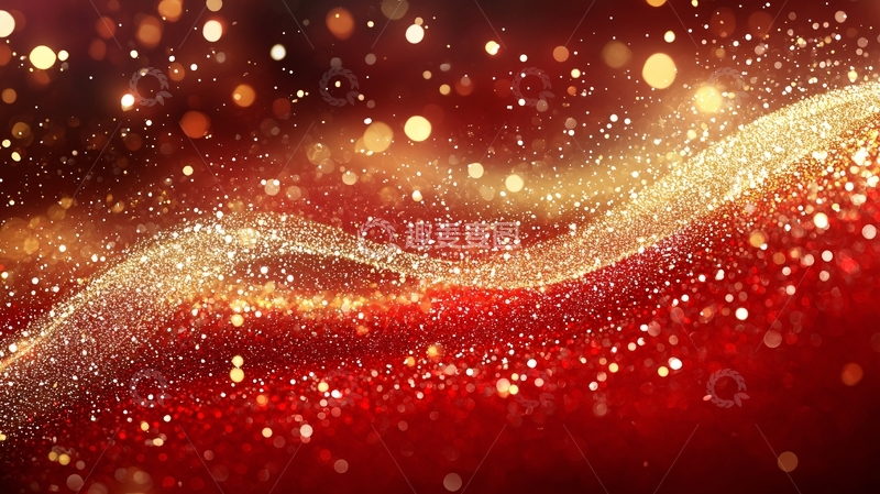 高清大图下载【趣麦麦图】红金闪光粒子背景