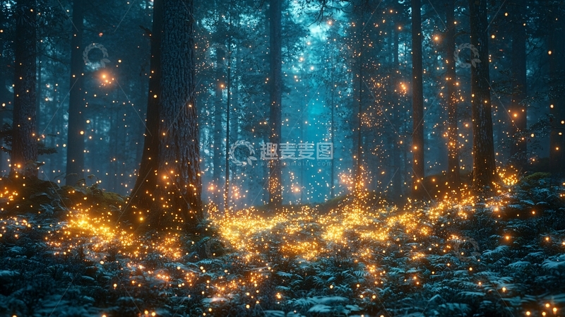 高清大图下载【趣麦麦图】梦幻萤火森林