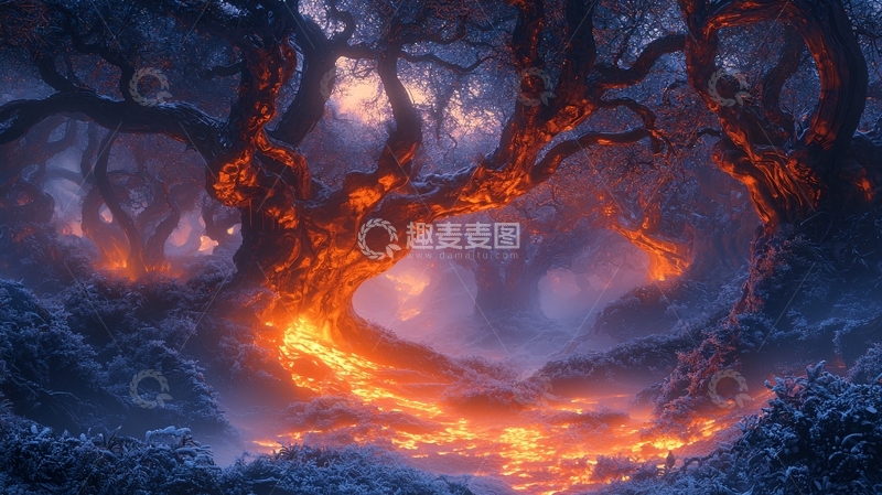 高清大图下载【趣麦麦图】燃烧的树林