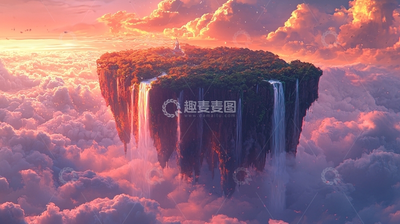 高清大图下载【趣麦麦图】云中岛屿