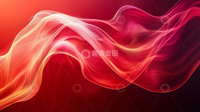高清大图下载【趣麦麦图】红色丝带飘逸背景