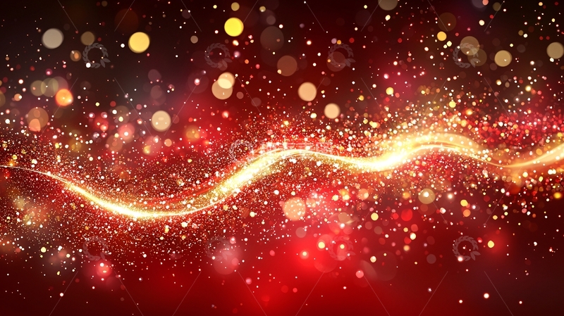 高清大图下载【趣麦麦图】红色金光闪闪粒子背景