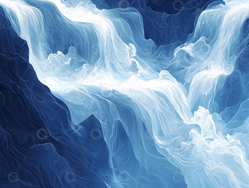 高清大图下载【趣麦麦图】蓝色梦幻瀑布