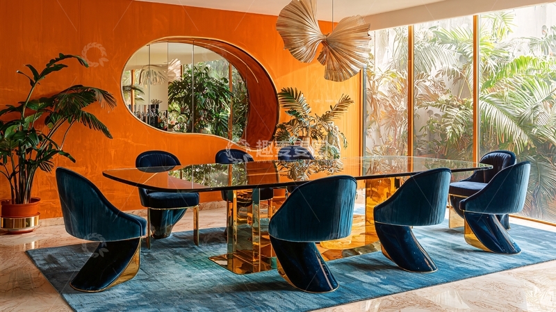 高清大图下载【趣麦麦图】橘色调豪华餐厅