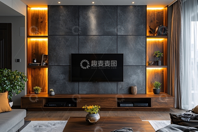 高清大图下载【趣麦麦图】现代简约电视背景墙