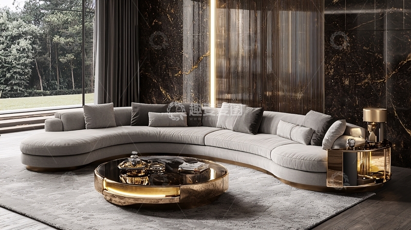 高清大图下载【趣麦麦图】-现代轻奢弧形沙发