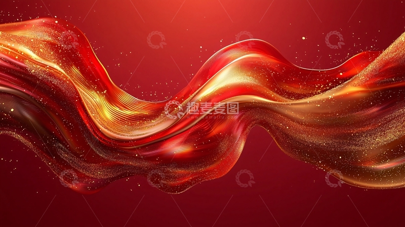 高清大图下载【趣麦麦图】红色丝绸飘带