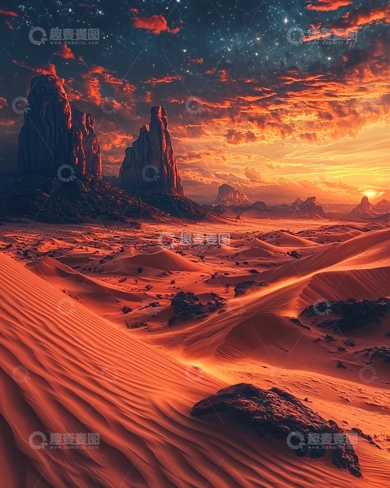 高清大图下载【趣麦麦图】沙漠日落