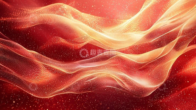 高清大图下载【趣麦麦图】红金色飘逸轻纱