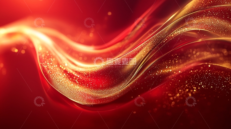 高清大图下载【趣麦麦图】红色金色流体