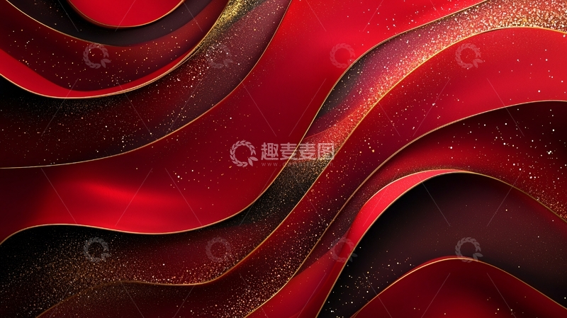 高清大图下载【趣麦麦图】红黑金流线型背景