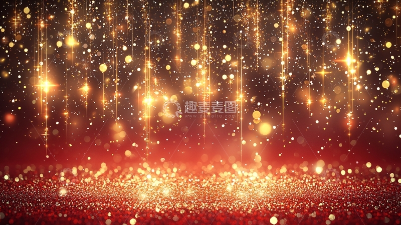 高清大图下载【趣麦麦图】金色闪光粒子雨