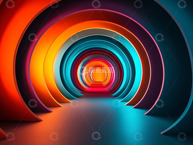 高清大图下载【趣麦麦图】彩色环形隧道
